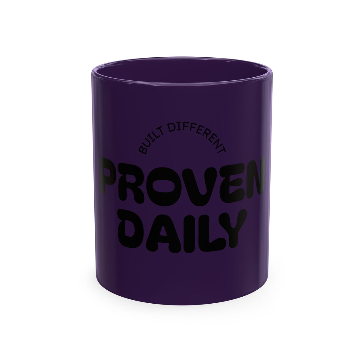 Proven Daily Ceramic Mug — "Built Different est. 2026" Motivational Coffee Cup